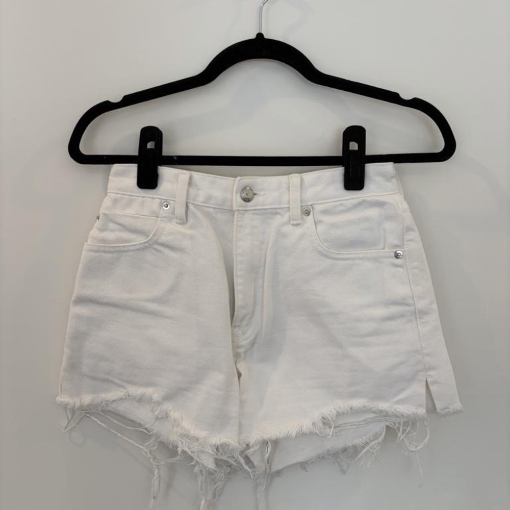 Alexander Wang White Frayed-Hem Denim Shorts